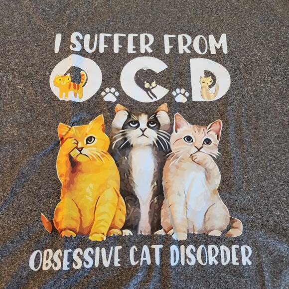 Heather Grey OCD "Obsessive Cat Disorder" T-Shirt 3X NWT - Picture 6 of 8